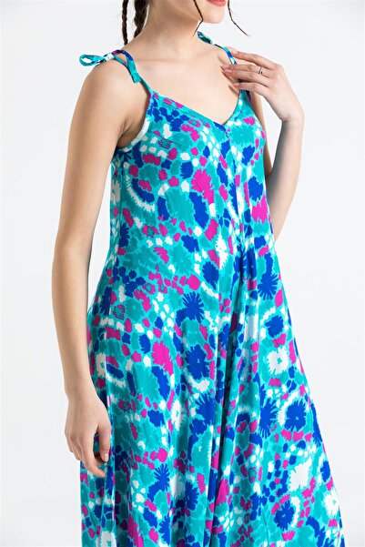 Eliş Şile Bezi Strappy Voile Selin Summer Jumpsuit Abstract Nile Green Syt Nlysl