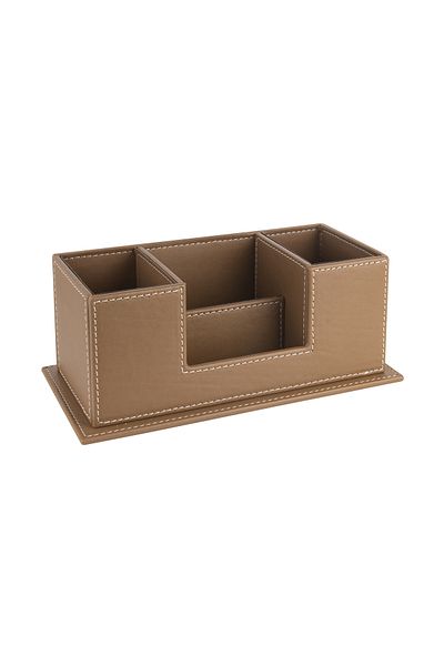 2K Desktop Leather Organizer Pen Holder 4 Compartments Desktop Organizer Rainbow Vegan 10X12X25 Cm.