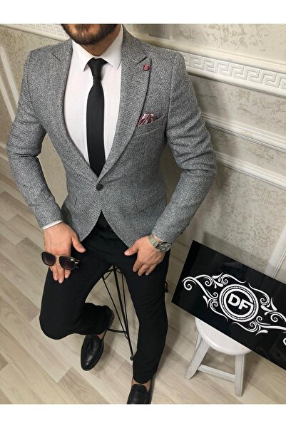 CXFASHİON Erkek Ceket Slim Fit Dokuma