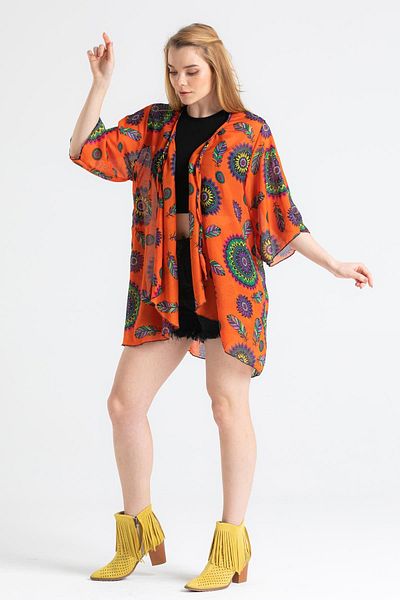 Eliş Şile Bezi Orange Side Voile Summer Pareo 6195