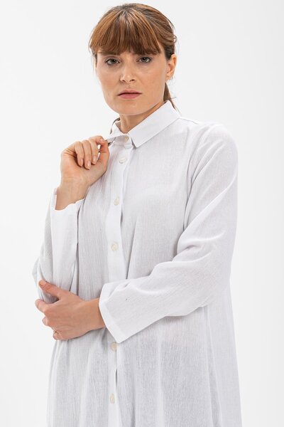 Eliş Şile Bezi Edanur Şile Πανί Εποχιακό και Καλοκαιρινό Τούνικ Λευκό Byz