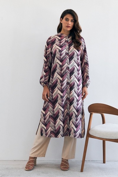 VAVİNOR Lilac Violet Long Tunic and Trousers Set