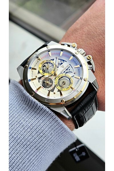 Raymond Rym-4469 Stainless Steel Case - Leather Cord - 2 Year Warranty - Men's Wristwatch