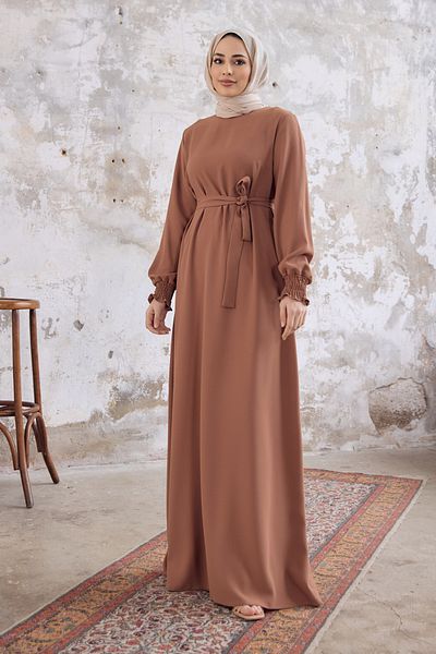 VAVİNOR Vera Belted Dress - Camel