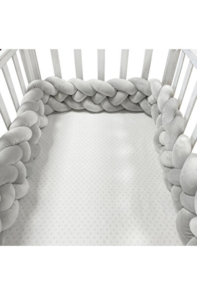 Choice10 300 cm(118inch) Grey 1-3.6M Baby Bed Bumper Handmade Knotted Braid Weaving Plush Crib Protector Infa