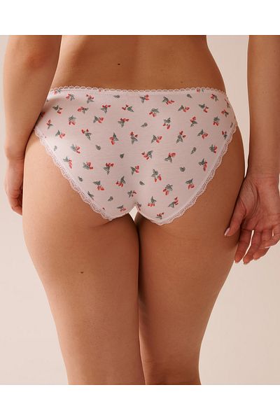 La Vie en Rose Cotton and Lace Detail Bikini Panty