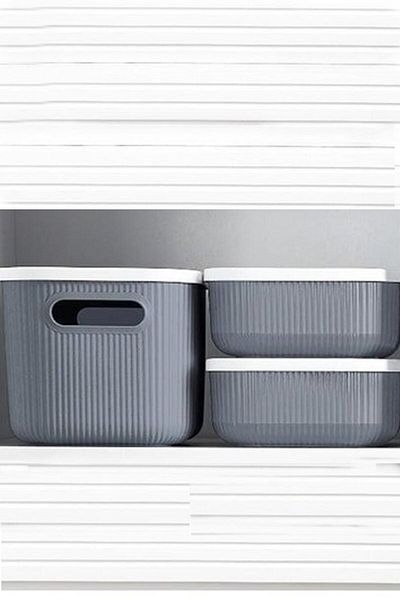 Bayev 1 Piece Storage 6 Lt Gray Cabinet Organizer Box with Lid Decorative Hobby Toy Storage Box