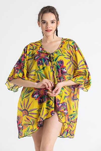 Eliş Şile Bezi Side Vual Yazlık Pareo Sarı 6191