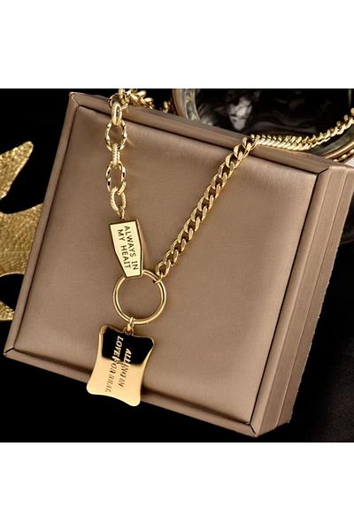 Choice JA01 316L Titanium Stainless Steel Gold Color Choker Necklace Fashion Luxury Letter Love Heart Penda