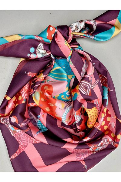 Bolder Scarf Turquaz/Burgundy Figured Scarf 100*100