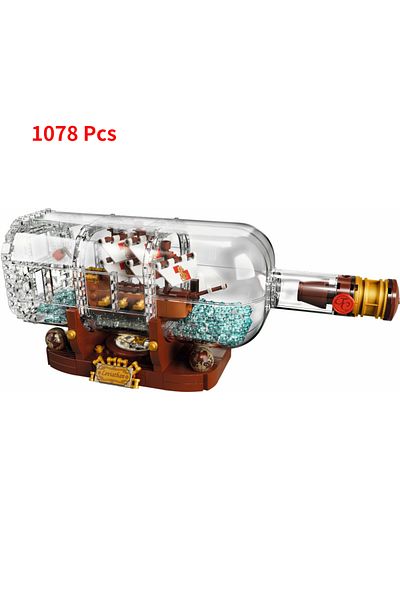 Choice bagged 21313 Ideas Ship in Bottle Pirates Building Blocks Construction Set Moc Bricks with Stand Boy