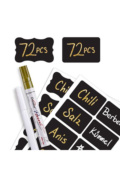 colortouch 144Pcs Writable Stickers, 2Pcs White, Jar with Gold Pen, Office Shelf Etc. Material Personalization