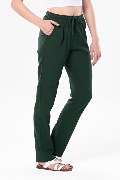 Eliş Şile Bezi Şile Cloth Double Pocket Unisex Summer Trousers Green Ysl
