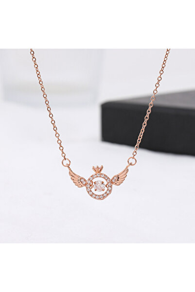 Choice قلادات على شكل أجنحة ملاك من سلسلة قلوب نابضة حلوة من الذهب الوردي 803...