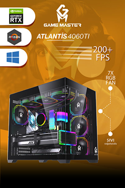 GM Game Master Game Master Atlantis 4060TI Ryzen 7 5700X CPU 32GB RAM 1TB NVMe M.2 SSD Sıvı Soğutuculu Gaming Pc