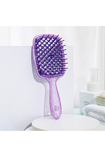 Choice مشط شعر متشابك أرجواني قطعة واحدة، فرشاة فك تشابك الشعر، أمشاط تدليك، فرشاة شعر مجعد مبلل مجوفة