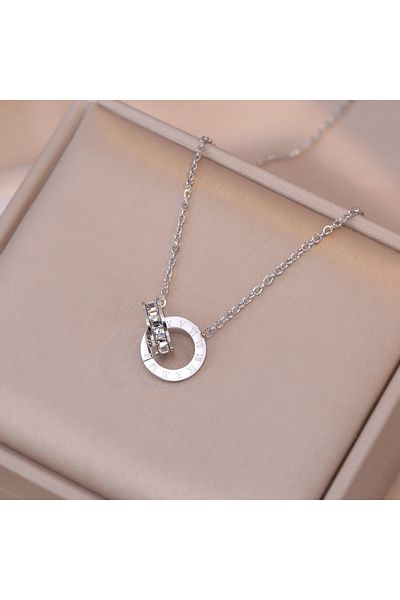 Choice Sliver Color Yupsk Elegant Crystal Circle Choker Fashion Roman Digital Stainless Steel Gold Silver C