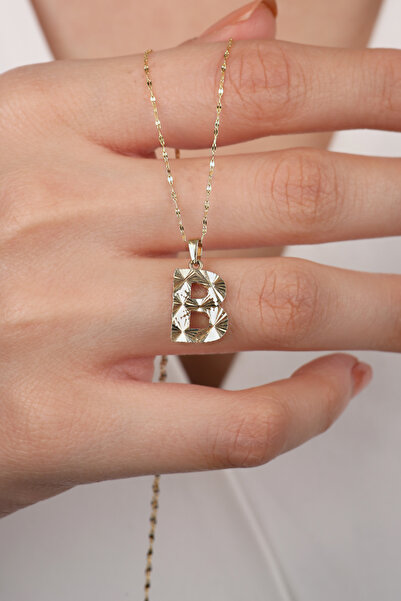 DİAMİNE PIRLANTA 14 Ayar Altın B Harf Kalemli Kolye