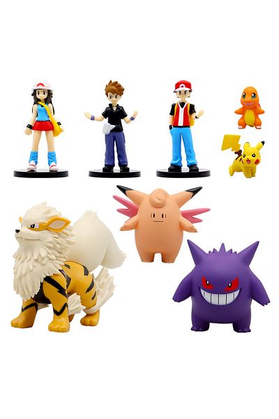 Choice pack by bag 01 8pcs/set Pokemon Arcanine Gengar Clefairy Figure Collection Model Toys