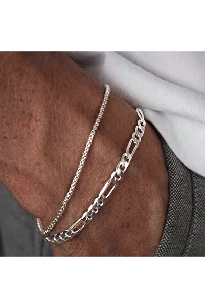 Choice مجموعة أساور سلسلة من الفولاذ المقاوم للصدأ مطلية بالذهب والفضة بسيطة ...