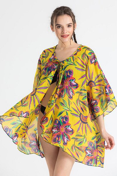 Eliş Şile Bezi Yellow Side Voile Summer Pareo 6191