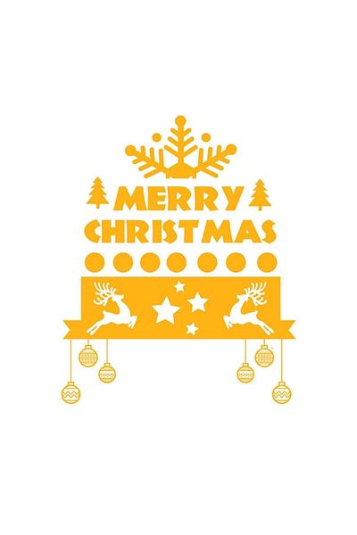 MIGNATIS Christmas Decorations Marry Christmas Sticker Pasting 88x115cm - Yellow