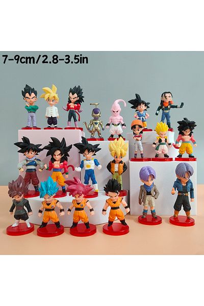 BANDAI 20 Pcs Dragon Ball Z Super Saiyan Goku Anime Figure Toy Dbz Mini Majin Buu Broli Vegeta Manga Action