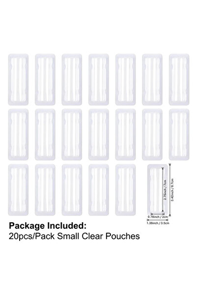 Choice1 20 كيسًا صغيرًا، 20 قطعة/عبوة، بلاستيك شفاف مستطيل الشكل، قبة ثلاثية ...