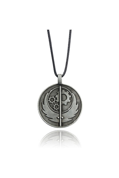 Choice1 Light Yellow Gold Color Brotherhood Of Steel Logo Necklace Round Meta...
