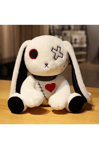 Choice 25cm White Spooky Gothic Bunny Stuffed Crazy Rabbit Plush Toys, Spooky Gothic Bunny Stuffed Animal C