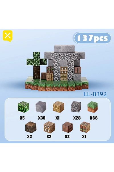 Choice LL-8392  135pcs Magnetic Mountains And Forests House Building Cubes Blocks DIY Three-Dimensional Bui