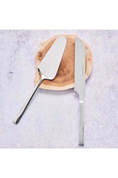Ambition Stainless steel dessert serving cutlery set, 2 pieces, stainless steel knife and spatula, Prato