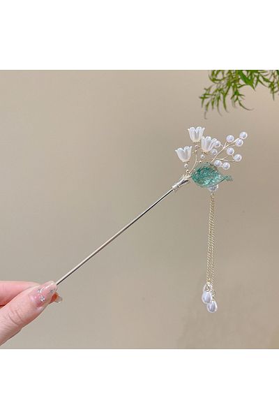 Choice K Elegant Chinese Style Hair Accessory Romantic Enameled Flower Tassel Hair Clip Alloy Jewelry Hair.