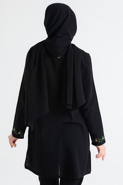 Eliş Şile Bezi Sile Cloth Crocus Brodat Şal Negru Negru