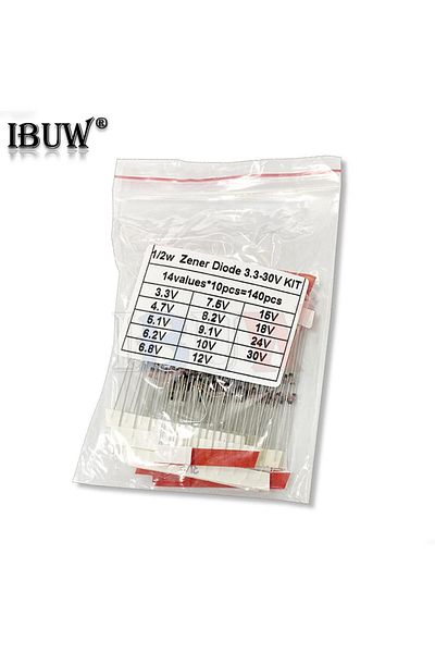 IBUW 1/2w 0.5w Zener Diode 3.3-30v Assorted Assortment Set New Electronic Diy Kit 14values*10pcs=140pcs