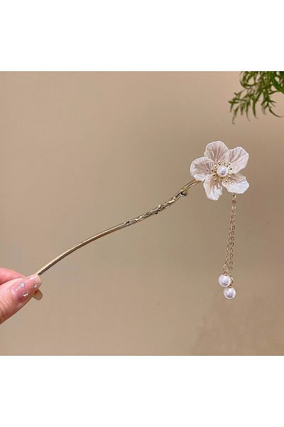 Choice S Elegant Chinese Style Hair Accessory Romantic Enameled Flower Tassel Hair Clip Alloy Jewelry Hair.