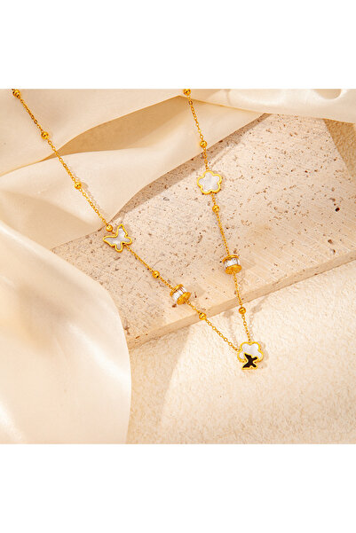 Choice1 قلادة نسائية جديدة على شكل زهرة على شكل فراشة مصنوعة من الفولاذ المقا...