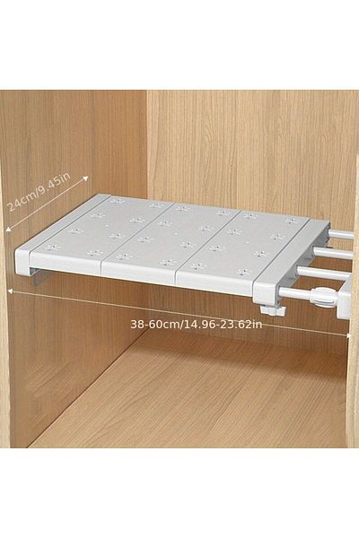 Choice طول 38-60 سم B لوح فاصل قابل للتمدد بدون ثقب أبيض مع طبقات قابلة للسحب لتخزين خزانة الملابس K