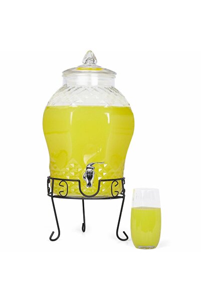 Biradlı Cam Şerbetlik Musluklu 10 Litre