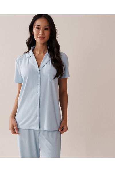 La Vie en Rose Ribbed Modal Button-down Shirt