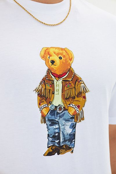 The Champ Clothing Ανδρικό μπλουζάκι με μοτίβο αρκουδάκι με χαλαρή εφαρμογή, βαμβακερό λαιμόκοψη με στάμπα