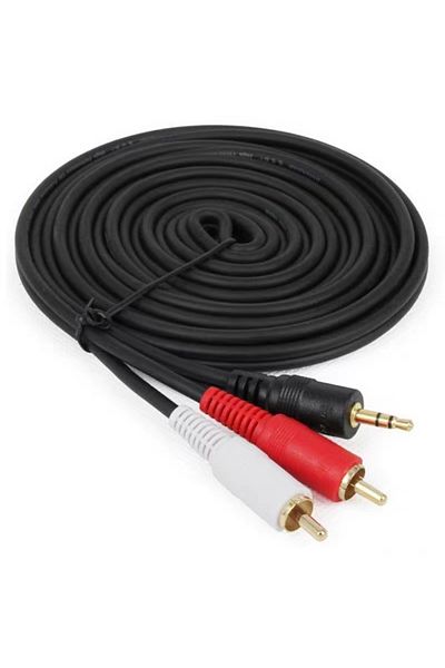 Choice كابل فيديو صوتي بطول 5 أمتار من 3.5 مم إلى 2RCA كابل موزع Y لأجهزة الكمبيوتر ومشغلات DVD والتلفزيون والمسجل S