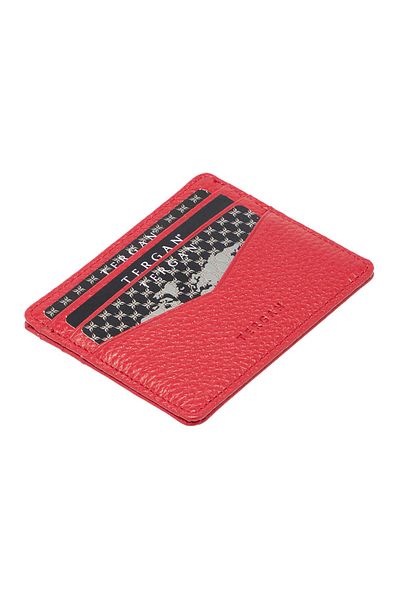 Tergan Red Genuine Leather Unisex Credit Card Holder - S1Kk 00001665 -B68