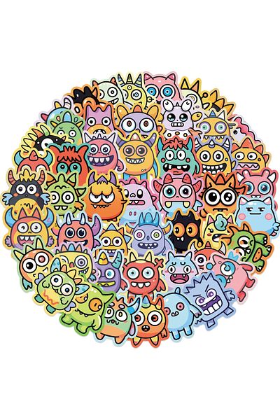 Choice 50pcs 50pcs Cute Little Monsters Cartoon Graffiti Stickers DIY Phone Guitar Laptop Suitcase Cup Wate