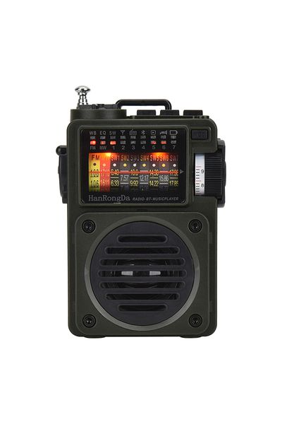 Choice Dark green HRD-700 AM FM Radio Music Player Portable Receive Signal Rechargeable Punk Retro Art Birt