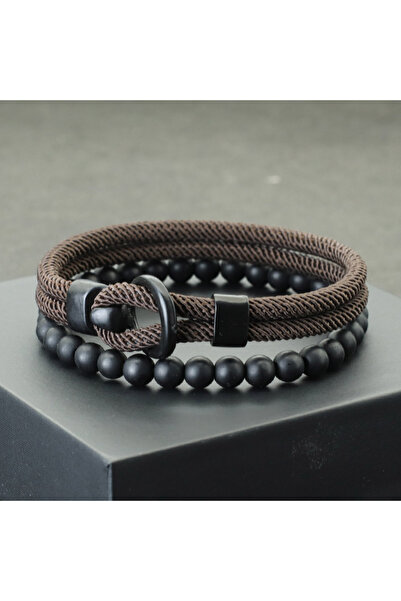 Choice 20.5 سم (8.1 بوصة) بني نوتر جديد 2 قطعة/مجموعة سوار رجالي مزدوج الطبقا...