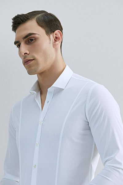 Tween Cămașă albă simplă, ușor de întreținut, super slim fit