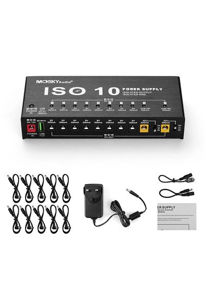 Choice UK MOSKY ISO-10 Guitar Effect Pedal Power Supply 10 Isolated DC Outputs/ 5V USB Output for 9V 12V 18