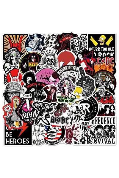 Choice 50pcs Rock Music Stickers Pack Waterproof Laptop Skin Cute Sticker Pack Cool Phone Case Kawaii P...