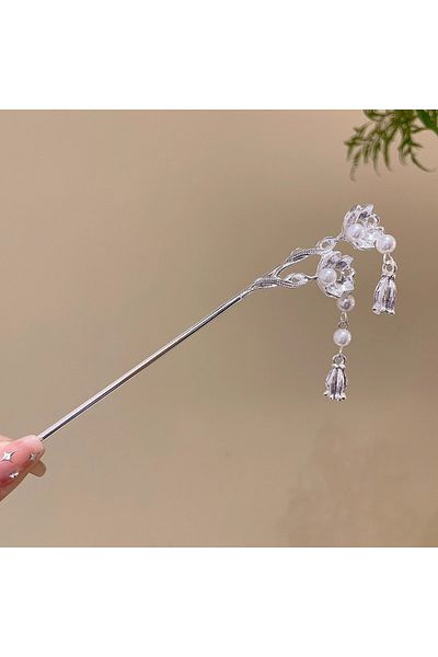 Choice N Elegant Chinese Style Hair Accessory Romantic Enameled Flower Tassel Hair Clip Alloy Jewelry Hair.